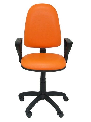 Modelo Ayna - Silla de oficina ergonómica con mecanismo de contacto permanente y regulable en altura - Asiento y respaldo tapizados en similpiel color naranja (BRAZOS FIJOS INCLUIDOS)