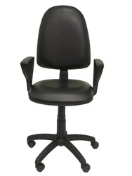 Modelo Ayna - Silla de oficina ergonómica con mecanismo de contacto permanente y regulable en altura - Asiento y respaldo tapizados en similpiel color negro (BRAZOS FIJOS INCLUIDOS)