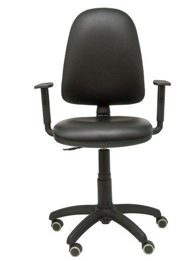 Modelo Ayna - Silla de oficina ergonómica con mecanismo de contacto permanente y regulable en altura - Asiento y respaldo tapizados en similpiel color negro (BRAZOS REGULABLES INCLUIDOS)