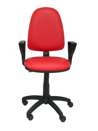 Modelo Ayna - Silla de oficina ergonómica con mecanismo de contacto permanente y regulable en altura - Asiento y respaldo tapizados en similpiel color rojo (BRAZOS FIJOS INCLUIDOS)