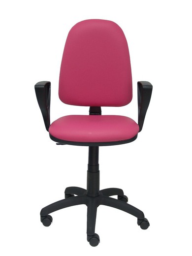 Modelo Ayna - Silla de oficina ergonómica con mecanismo de contacto permanente y regulable en altura - Asiento y respaldo tapizados en similpiel color rosa (BRAZOS FIJOS INCLUIDOS)