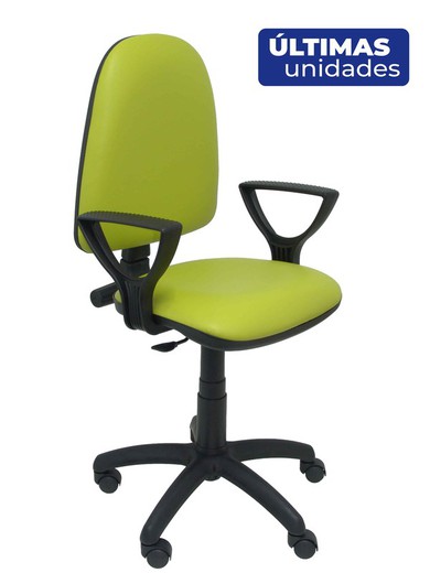 Modelo Ayna - Silla de oficina ergonómica con mecanismo de contacto permanente y regulable en altura - Asiento y respaldo tapizados en similpiel color verde (BRAZOS FIJOS INCLUIDOS)