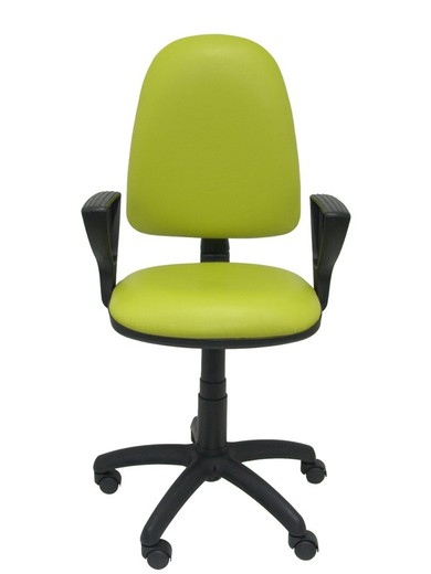 Modelo Ayna - Silla de oficina ergonómica con mecanismo de contacto permanente y regulable en altura - Asiento y respaldo tapizados en similpiel color verde pistacho (BRAZOS FIJOS INCLUIDOS)