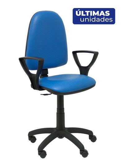 Modelo Ayna - Silla de oficina ergonómica con mecanismo de contacto permanente y regulable en altura - Asiento y respaldo tapizados en tejido antibacterias color azul (BRAZOS FIJOS INCLUIDOS)