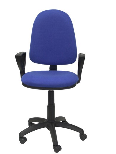 Modelo Ayna  Silla de oficina ergonómica con mecanismo de contacto permanente y regulable en altura  Asiento y respaldo tapizados en tejido ARAN color azul (BRAZOS FIJOS INCLUIDOS)