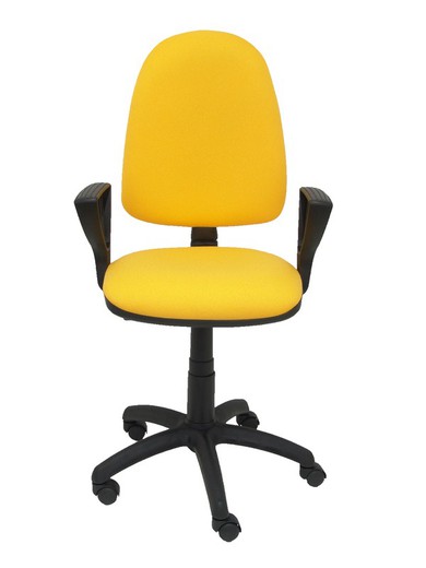 Modelo Ayna - Silla de oficina ergonómica con mecanismo de contacto permanente y regulable en altura - Asiento y respaldo tapizados en tejido BALI color amarillo (BRAZOS FIJOS INCLUIDOS)