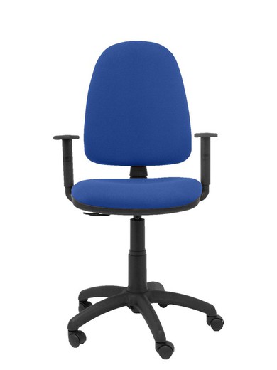 Modelo Ayna - Silla de oficina ergonómica con mecanismo de contacto permanente y regulable en altura - Asiento y respaldo tapizados en tejido BALI color azul (BRAZOS REGULABLES EN ALTURA)