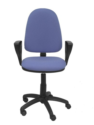 Modelo Ayna - Silla de oficina ergonómica con mecanismo de contacto permanente y regulable en altura - Asiento y respaldo tapizados en tejido BALI color azul claro (BRAZOS FIJOS INCLUIDOS)