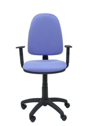 Modelo Ayna - Silla de oficina ergonómica con mecanismo de contacto permanente y regulable en altura - Asiento y respaldo tapizados en tejido BALI color azul claro (BRAZOS REGULABLES EN ALTURA)