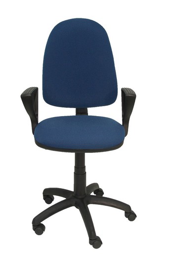 Modelo Ayna - Silla de oficina ergonómica con mecanismo de contacto permanente y regulable en altura - Asiento y respaldo tapizados en tejido BALI color azul marino (BRAZOS FIJOS INCLUIDOS)