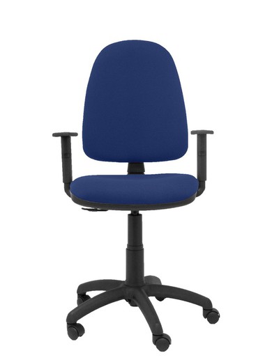 Modelo Ayna - Silla de oficina ergonómica con mecanismo de contacto permanente y regulable en altura - Asiento y respaldo tapizados en tejido BALI color azul marino (BRAZOS REGULABLES EN ALTURA)