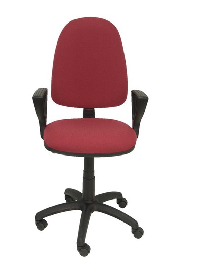 Modelo Ayna - Silla de oficina ergonómica con mecanismo de contacto permanente y regulable en altura - Asiento y respaldo tapizados en tejido BALI color granate (BRAZOS FIJOS INCLUIDOS)