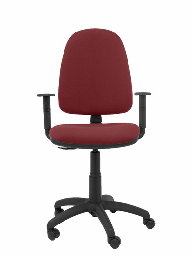 Modelo Ayna - Silla de oficina ergonómica con mecanismo de contacto permanente y regulable en altura - Asiento y respaldo tapizados en tejido BALI color granate (BRAZOS REGULABLES EN ALTURA)