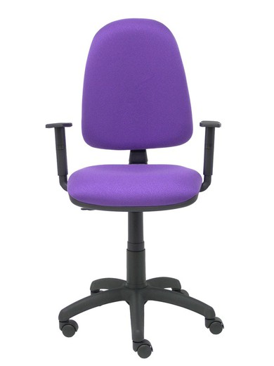 Modelo Ayna - Silla de oficina ergonómica con mecanismo de contacto permanente y regulable en altura - Asiento y respaldo tapizados en tejido BALI color lila (BRAZOS REGULABLES EN ALTURA)