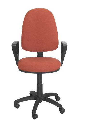 Modelo Ayna - Silla de oficina ergonómica con mecanismo de contacto permanente y regulable en altura - Asiento y respaldo tapizados en tejido BALI color marrón (BRAZOS FIJOS INCLUIDOS)