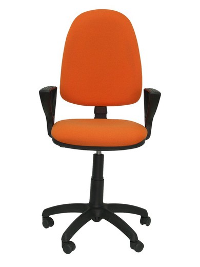 Modelo Ayna - Silla de oficina ergonómica con mecanismo de contacto permanente y regulable en altura - Asiento y respaldo tapizados en tejido BALI color naranja (BRAZOS FIJOS INCLUIDOS)