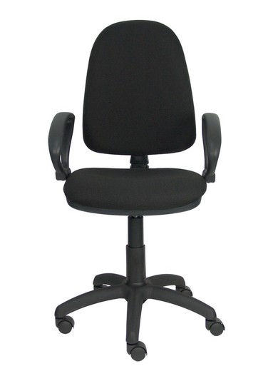 Modelo Ayna - Silla de oficina ergonómica con mecanismo de contacto permanente y regulable en altura - Asiento y respaldo tapizados en tejido BALI color negro (BRAZOS FIJOS INCLUIDOS)