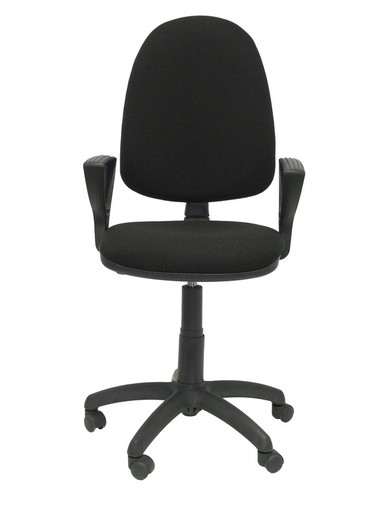 Modelo Ayna - Silla de oficina ergonómica con mecanismo de contacto permanente y regulable en altura - Asiento y respaldo tapizados en tejido BALI color negro (BRAZOS FIJOS INCLUIDOS)