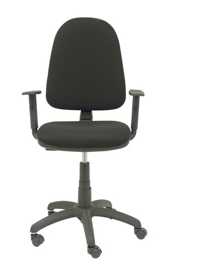 Modelo Ayna - Silla de oficina ergonómica con mecanismo de contacto permanente y regulable en altura - Asiento y respaldo tapizados en tejido BALI color negro (BRAZOS REGULABLES EN ALTURA)