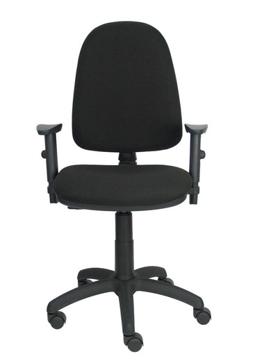 Modelo Ayna - Silla de oficina ergonómica con mecanismo de contacto permanente y regulable en altura - Asiento y respaldo tapizados en tejido BALI color negro (BRAZOS REGULABLES INCLUIDOS)