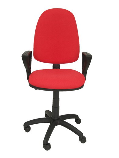 Modelo Ayna - Silla de oficina ergonómica con mecanismo de contacto permanente y regulable en altura - Asiento y respaldo tapizados en tejido BALI color rojo (BRAZOS FIJOS INCLUIDOS)