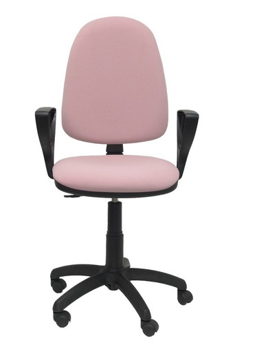 Modelo Ayna - Silla de oficina ergonómica con mecanismo de contacto permanente y regulable en altura - Asiento y respaldo tapizados en tejido BALI color rosa pálido (BRAZOS FIJOS INCLUIDOS)