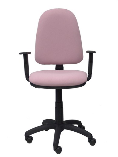 Modelo Ayna - Silla de oficina ergonómica con mecanismo de contacto permanente y regulable en altura - Asiento y respaldo tapizados en tejido BALI color rosa pálido (BRAZOS REGULABLES EN ALTURA)