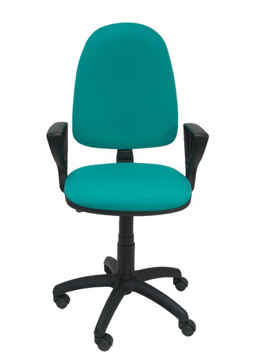 Modelo Ayna - Silla de oficina ergonómica con mecanismo de contacto permanente y regulable en altura - Asiento y respaldo tapizados en tejido BALI color turquesa (BRAZOS FIJOS INCLUIDOS)