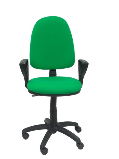 Modelo Ayna  Silla de oficina ergonómica con mecanismo de contacto permanente y regulable en altura  Asiento y respaldo tapizados en tejido BALI color verde