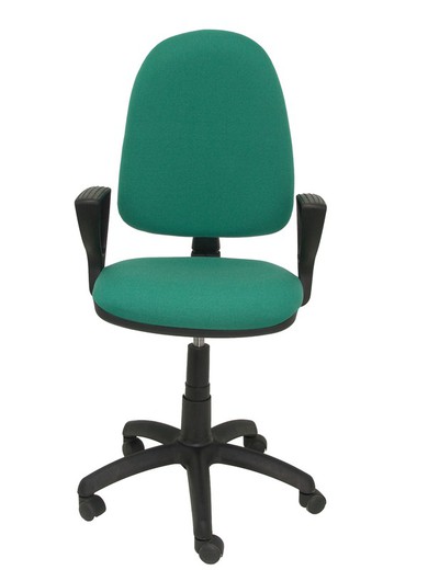 Modelo Ayna - Silla de oficina ergonómica con mecanismo de contacto permanente y regulable en altura - Asiento y respaldo tapizados en tejido BALI color verde esmeralda (BRAZOS FIJOS INCLUIDOS)