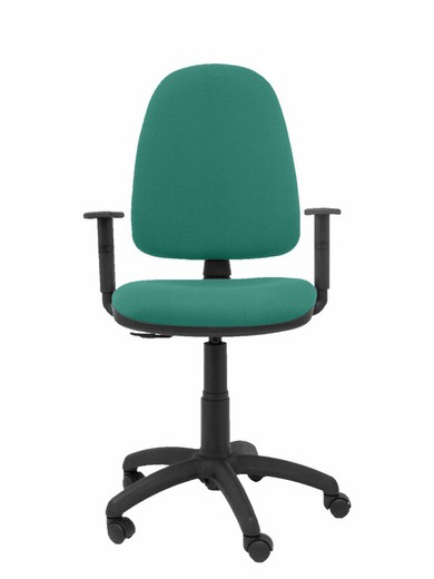 Modelo Ayna - Silla de oficina ergonómica con mecanismo de contacto permanente y regulable en altura - Asiento y respaldo tapizados en tejido BALI color verde esmeralda (BRAZOS REGULABLES EN ALTURA)