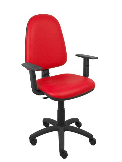 Modelo Ayna - Silla de oficina ergonómica con mecanismo de contacto permanente y regulable en altura - Asiento y respaldo tapizados en tejido SIMILPIEL color rojo (BRAZOS REGULABLES EN ALTURA)