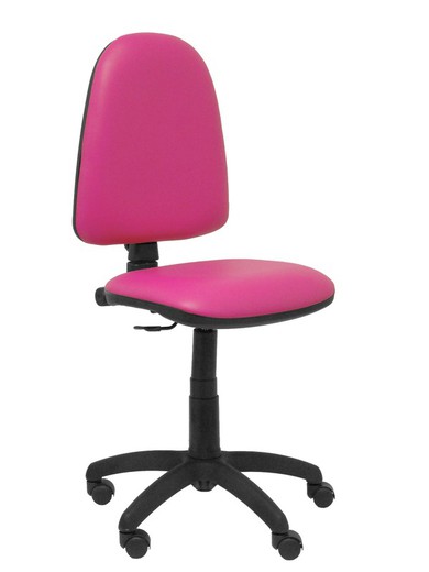 Modelo Ayna - Silla de oficina ergonómica con mecanismo de contacto permanente y regulable en altura - Asiento y respaldo tapizados en tejido similpiel color rosa.