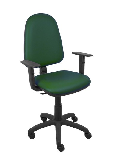 Modelo Ayna - Silla de oficina ergonómica con mecanismo de contacto permanente y regulable en altura - Asiento y respaldo tapizados en tejido SIMILPIEL color verde botella (BRAZOS REGULABLES EN ALTURA)