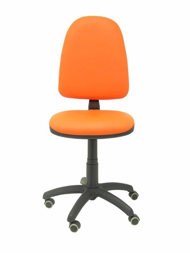 Modelo Ayna - Silla de oficina ergonómica con mecanismo de contacto permanente y regulable en altura y ruedas de parqué - Asiento y respaldo tapizados en tejido similpiel color naranja