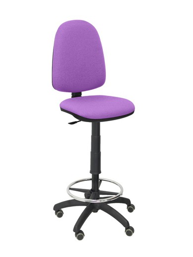 Modelo Ayna Taburete - Taburete ergonómico con mecanismo de contacto permanente, regulable en altura, aro reposapiés y ruedas de parqué - Asiento y respaldo tapizados en tejido BALI color lila