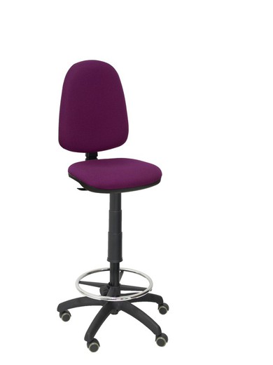 Modelo Ayna Taburete - Taburete ergonómico con mecanismo de contacto permanente, regulable en altura, aro reposapiés y ruedas de parqué - Asiento y respaldo tapizados en tejido BALI color morado