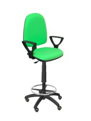 Modelo Ayna Taburete - Taburete ergonómico con mecanismo de contacto permanente, regulable en altura, aro reposapiés y ruedas de parqué - Asiento y respaldo tapizados en tejido BALI color pistacho (BRAZOS FIJOS INCLUIDOS)