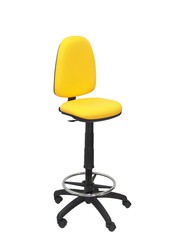 Modelo Ayna Taburete - Taburete ergonómico con mecanismo de contacto permanente, regulable en altura y aro reposapiés - Asiento y respaldo tapizados en tejido BALI color amarillo