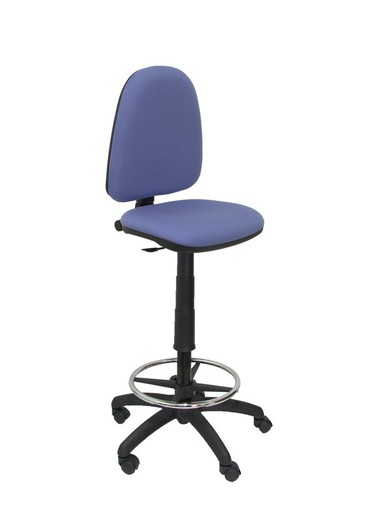 Modelo Ayna Taburete - Taburete ergonómico con mecanismo de contacto permanente, regulable en altura y aro reposapiés - Asiento y respaldo tapizados en tejido BALI color azul claro