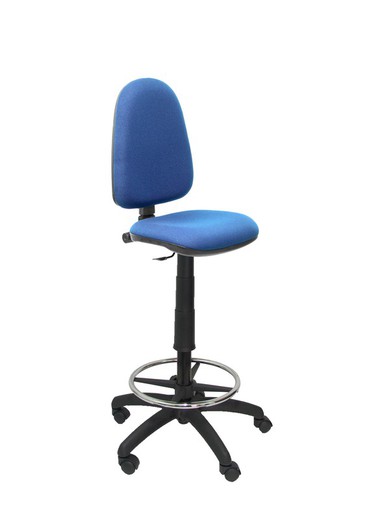 Modelo Ayna Taburete - Taburete ergonómico con mecanismo de contacto permanente, regulable en altura y aro reposapiés - Asiento y respaldo tapizados en tejido BALI color azul marino