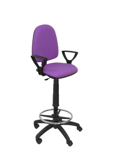 Modelo Ayna Taburete - Taburete ergonómico con mecanismo de contacto permanente, regulable en altura y aro reposapiés - Asiento y respaldo tapizados en tejido BALI color lila (BRAZOS FIJOS INCLUIDOS)