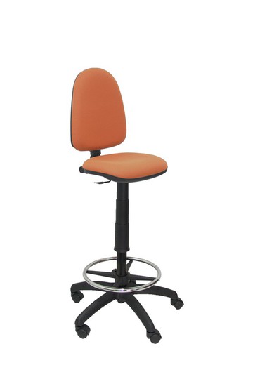 Modelo Ayna Taburete - Taburete ergonómico con mecanismo de contacto permanente, regulable en altura y aro reposapiés - Asiento y respaldo tapizados en tejido BALI color marrón