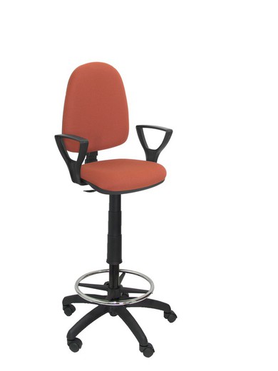 Modelo Ayna Taburete - Taburete ergonómico con mecanismo de contacto permanente, regulable en altura y aro reposapiés - Asiento y respaldo tapizados en tejido BALI color marrón (BRAZOS FIJOS INCLUIDOS)