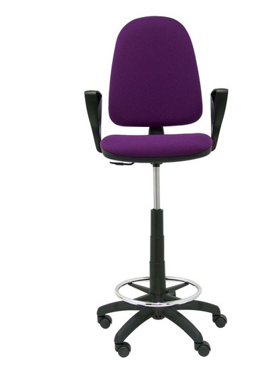 Modelo Ayna Taburete - Taburete ergonómico con mecanismo de contacto permanente, regulable en altura y aro reposapiés - Asiento y respaldo tapizados en tejido BALI color morado (BRAZOS FIJOS INCLUIDOS)