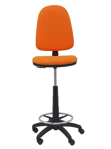 Modelo Ayna Taburete - Taburete ergonómico con mecanismo de contacto permanente, regulable en altura y aro reposapiés - Asiento y respaldo tapizados en tejido BALI color naranja