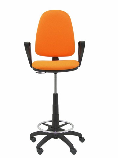 Modelo Ayna Taburete - Taburete ergonómico con mecanismo de contacto permanente, regulable en altura y aro reposapiés - Asiento y respaldo tapizados en tejido BALI color naranja (BRAZOS FIJOS INCLUIDOS)