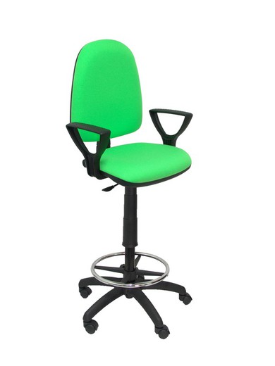 Modelo Ayna Taburete - Taburete ergonómico con mecanismo de contacto permanente, regulable en altura y aro reposapiés - Asiento y respaldo tapizados en tejido BALI color pistacho (BRAZOS FIJOS INCLUIDOS)