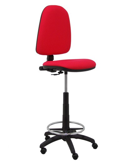 Modelo Ayna Taburete - Taburete ergonómico con mecanismo de contacto permanente, regulable en altura y aro reposapiés - Asiento y respaldo tapizados en tejido BALI color rojo