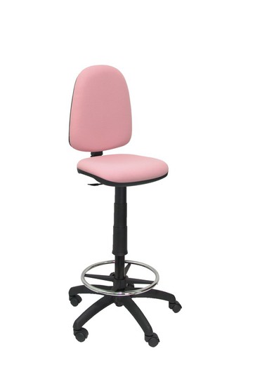 Modelo Ayna Taburete - Taburete ergonómico con mecanismo de contacto permanente, regulable en altura y aro reposapiés - Asiento y respaldo tapizados en tejido BALI color rosa claro